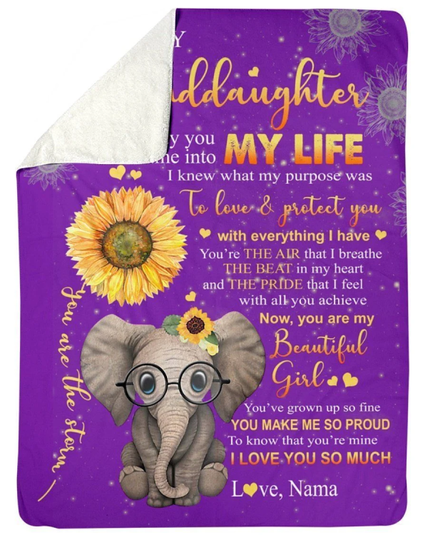 Elephant Lovely Message From Nama Gifts For Granddaughters Fleece Blan - Image 3