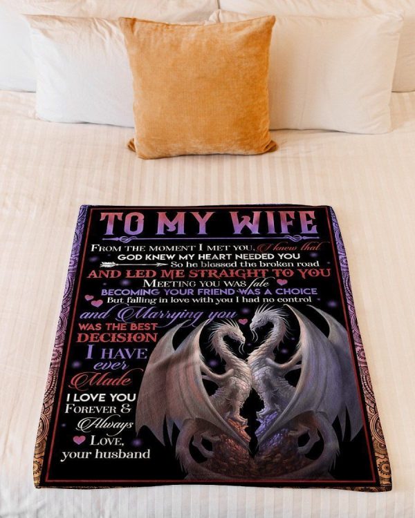 I Love You Forever And Always Couple Dragon To Wife Fleece Blanket - Image 2