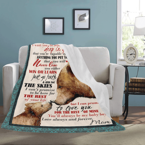 Bear Mom To My Son Love You For The Rest Of Mine Fleece Blanket - Image 3