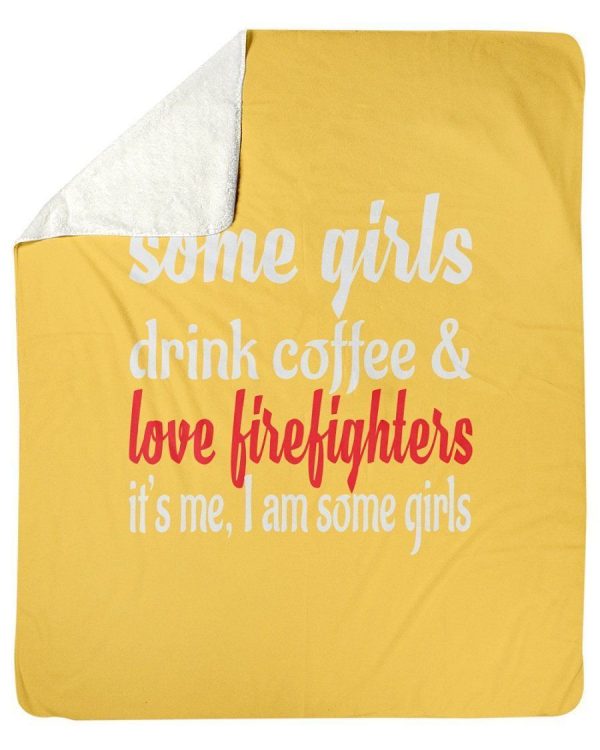 I Love Coffee And Firefighters Fleece Blanket - Image 4