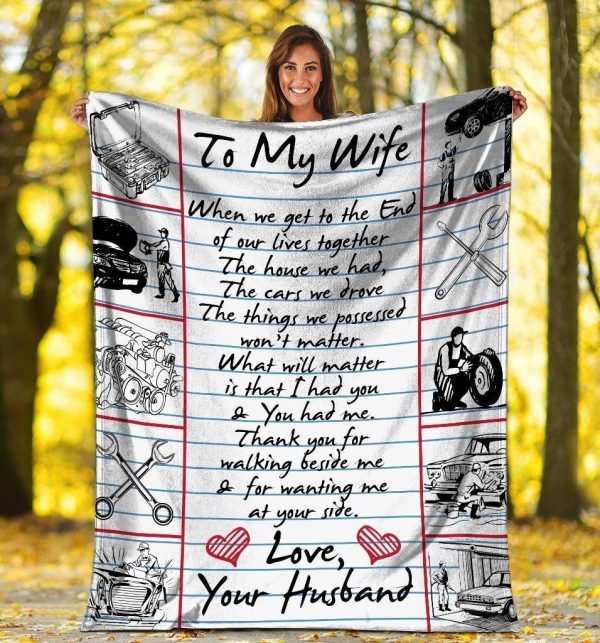 To My Wife When We Get To The End Car Mechanic Fleece Blanket - Image 2