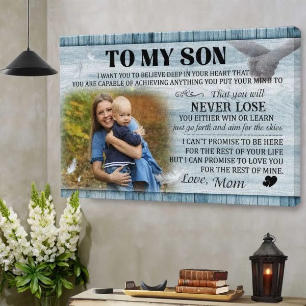 Personalized Canvas Prints, Custom Name And Photo, Gift For Son, Love Son, To My Son I Want You To Believe Dem Canvas