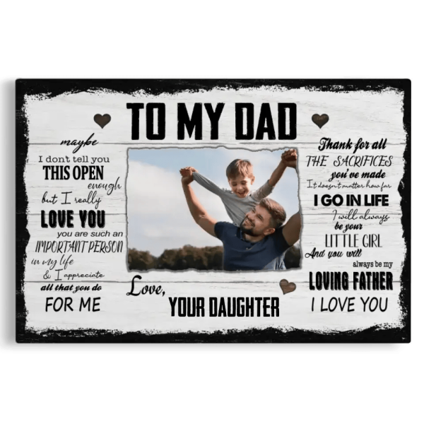 Personalized Canvas Prints, Custom Photo And Name, Father's Day Gift, Dad Gift, I Will Always Be Your Little Girl Dem Canvas - Image 3