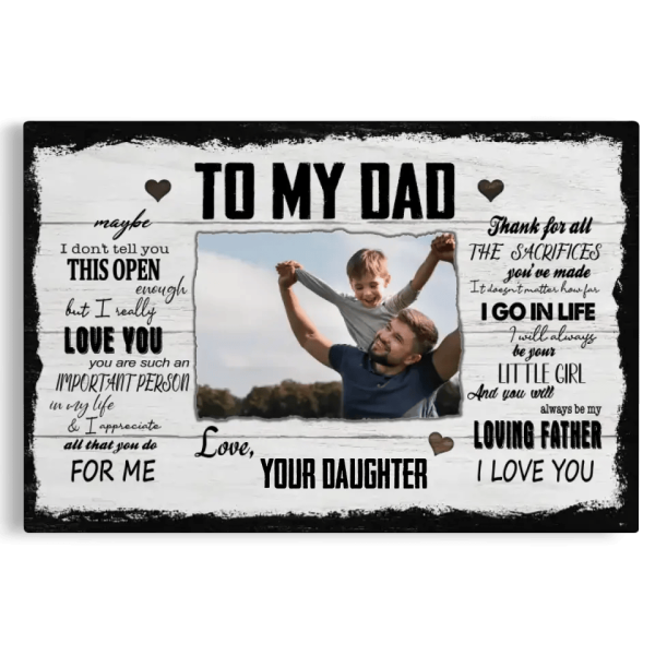 Personalized Canvas Prints, Custom Photo And Name, Father's Day Gift, Dad Gift, I Will Always Be Your Little Girl Dem Canvas - Image 5