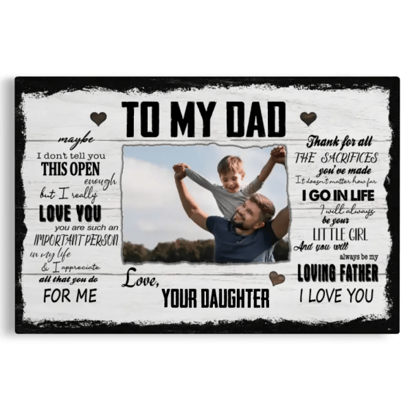 Personalized Canvas Prints, Custom Photo And Name, Father's Day Gift, Dad Gift, I Will Always Be Your Little Girl Dem Canvas - Image 4