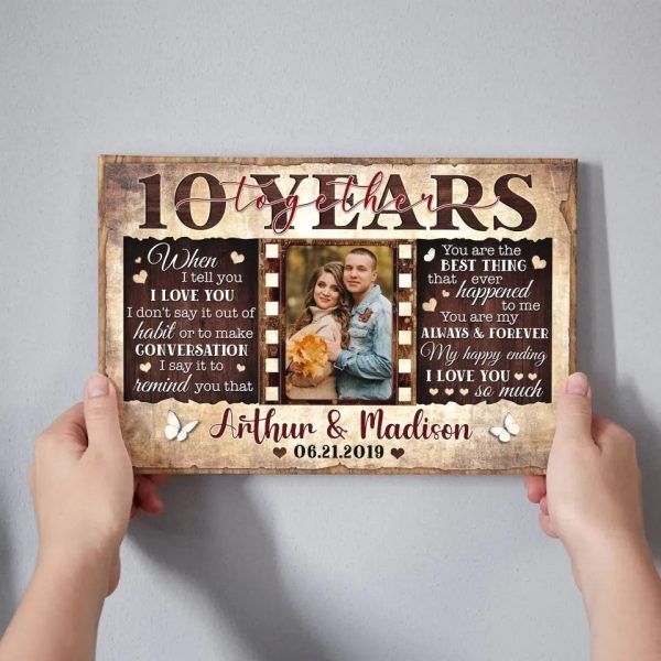 Personalized Canvas Prints, Custom Photos, Couple Gifts, Wedding Gifts, Unique 10 Years Anniversary Gift Dem Canvas - Image 2