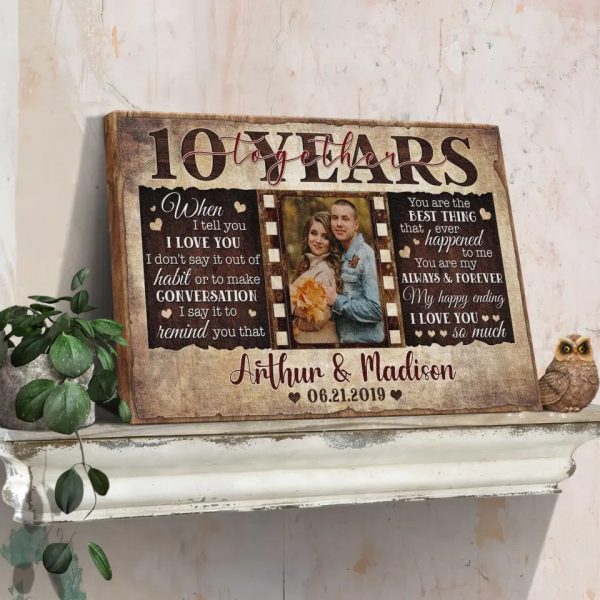 Personalized Canvas Prints, Custom Photos, Couple Gifts, Wedding Gifts, Unique 10 Years Anniversary Gift Dem Canvas - Image 3