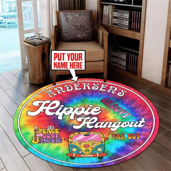 Personalized Hippie Hangout Living Room Round Mat Circle Rug - Image 3