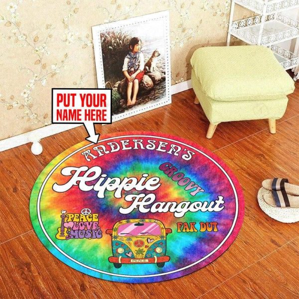 Personalized Hippie Hangout Living Room Round Mat Circle Rug