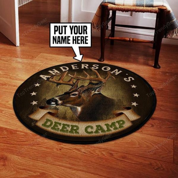 Personalized Hunting Deere Camp Living Room Round Mat Circle Rug - Image 2