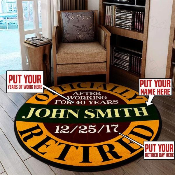 Personalized Officially Retired Living Room Round Mat Circle Rug