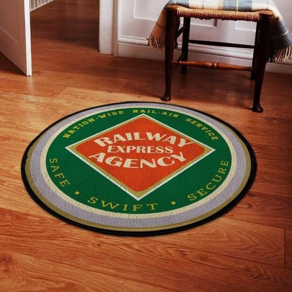 Rearr Living Room Round Mat Circle Rug Railway Express Agency Railroad