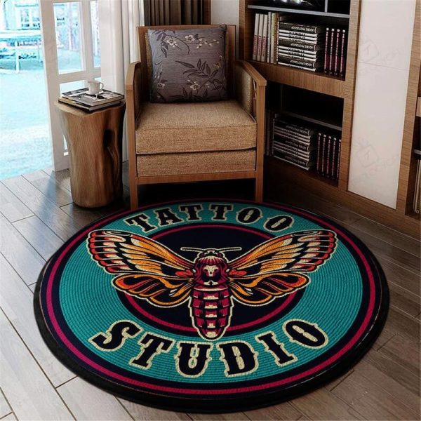 Dead Moth Tattoo Living Room Round Mat Circle Rug