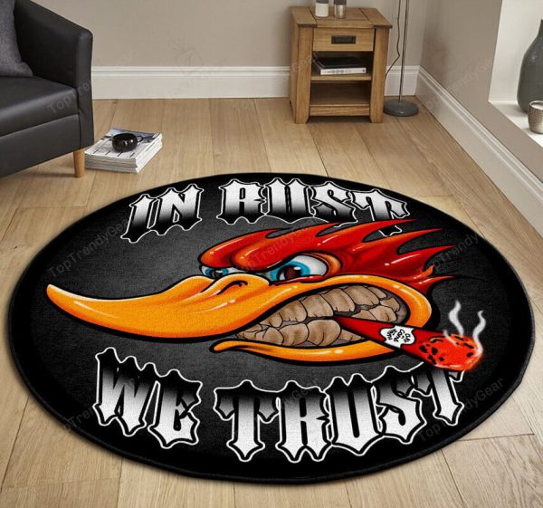 In Rust We Trust Hot Rod Round Mat Round Floor Mat Room Rugs Carpet Outdoor Rug Washable Rugs - Image 3