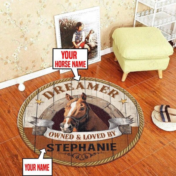 Personalized Horse Owned And Loved Round Mat Round Floor Mat Room Rugs Carpet Outdoor Rug Washable Rugs - Image 2