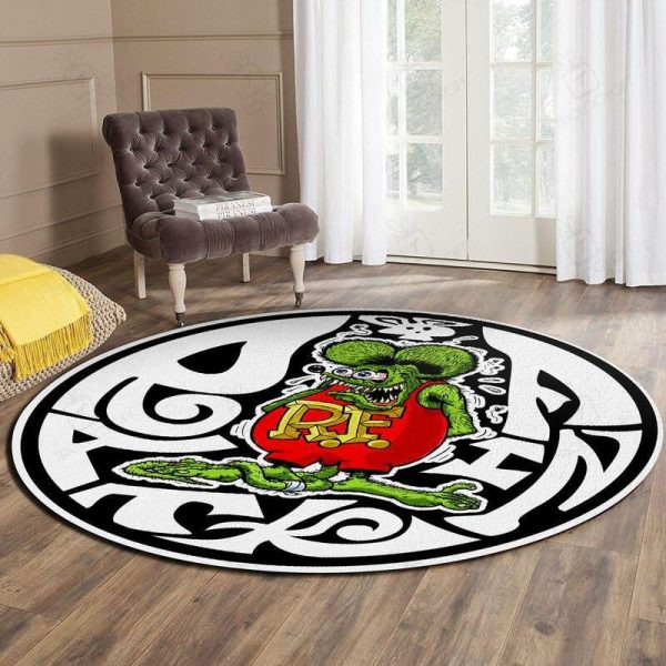 Rat Fink Hot Rod Garage Round Mat Round Floor Mat Room Rugs Carpet Outdoor Rug Washable Rugs - Image 2