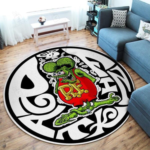 Rat Fink Hot Rod Garage Round Mat Round Floor Mat Room Rugs Carpet Outdoor Rug Washable Rugs