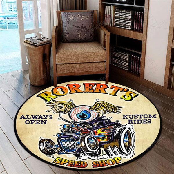 Personalized Eyeball Hotrod Round Mat Round Floor Mat Room Rugs Carpet Outdoor Rug Washable Rugs - Image 2