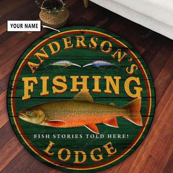 Personalized Fishing Shop Bait Man Cave Round Rug, Carpet 10447 - Image 2