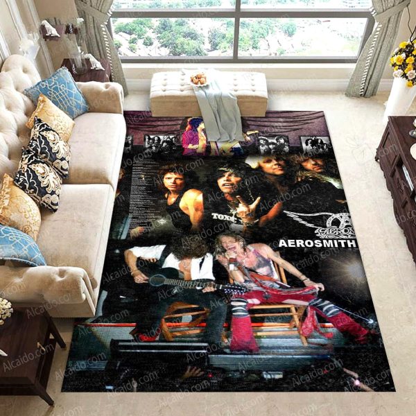 Aerosmith American Rock Band Steven Tyler Singing Vintage Area Area Rugs For Living Room Rectangle Rug Bedroom Rugs Carpet Flooring Gift RS132856|Rosabella Print